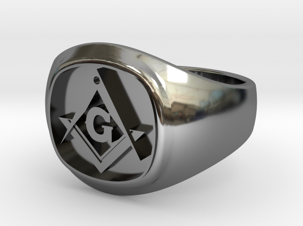 Masonic Signet ring  in Fine Detail Polished Silver: 9.5 / 60.25
