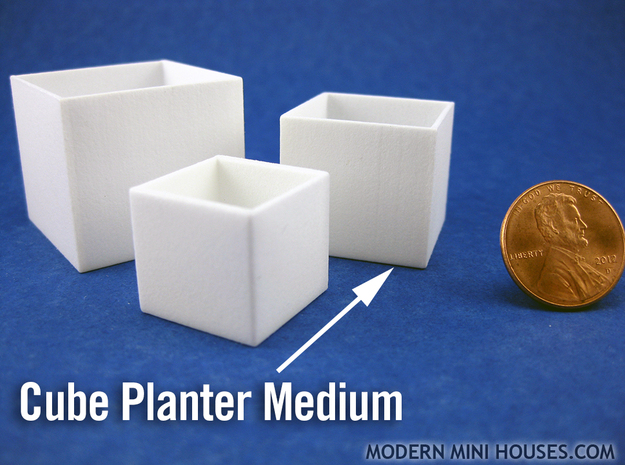 Cube Planter Medium 1:12 scale in White Processed Versatile Plastic