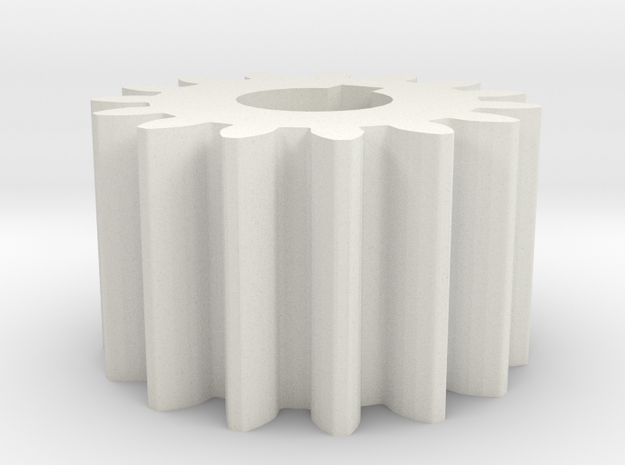Cylindrical gear Mn=1 Z=15 AP20° Beta0° b=10 HoleØ in White Natural Versatile Plastic