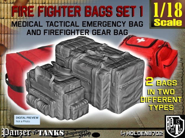 1-18 Med Tac Emerg And Firefight Gear Bag Set in White Natural Versatile Plastic