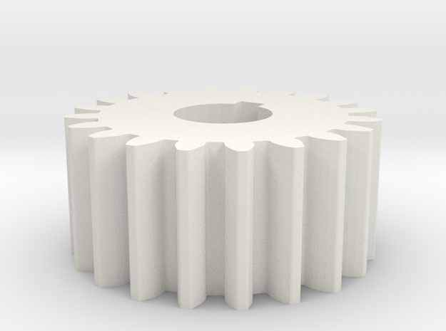 Cylindrical gear Mn=1 Z=20 AP20° Beta0° b=10 HoleØ in White Natural Versatile Plastic