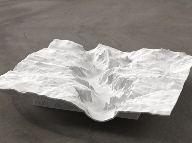 6'' Yosemite Valley Terrain Model, California, USA in White Natural Versatile Plastic