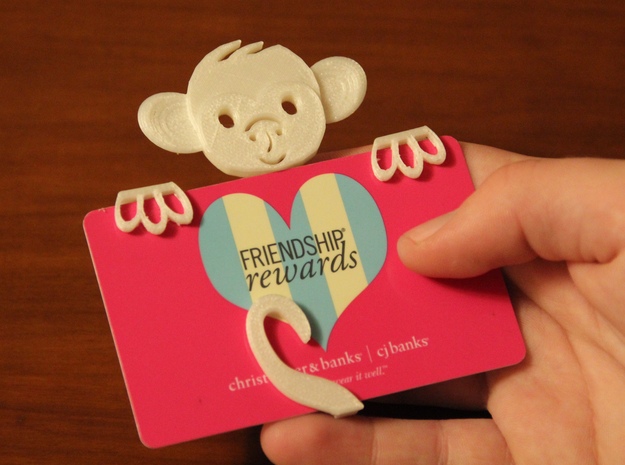 Monkey Gift Card Holder in White Natural Versatile Plastic