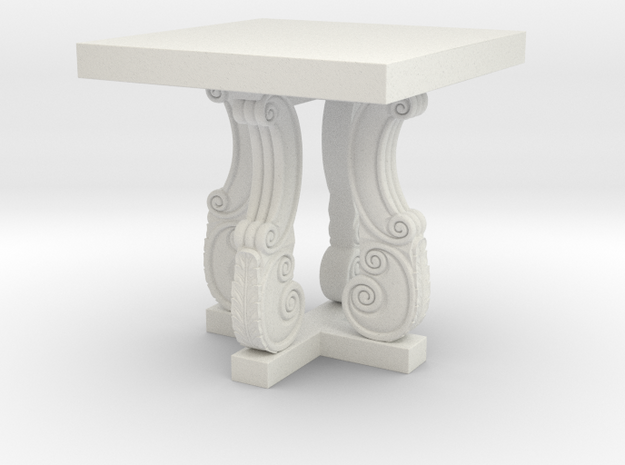 Decorative French Side Table in White Natural Versatile Plastic: 1:48