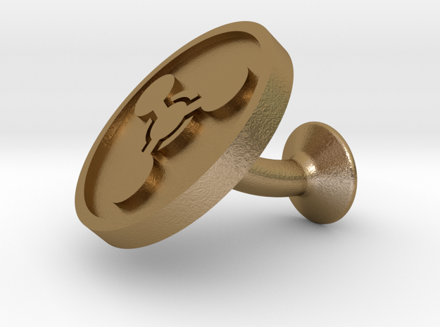 SINGLE Cufflink for CHEM - Chemical Hazard in Polished Gold Steel