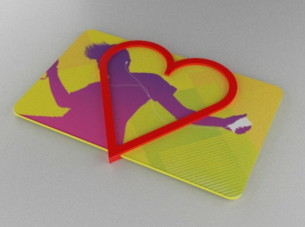 Gift Card Holder Heart in Red Processed Versatile Plastic