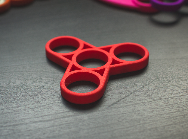 The Triplex - Fidget Spinner in Red Processed Versatile Plastic