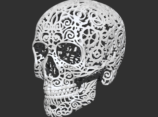 Skull Filagree - Gears 8cm in White Natural Versatile Plastic