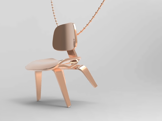 Eames Style Chair Necklace in 14k Rose Gold Plated Brass