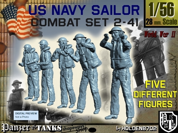 1-56 US Navy Sailors Combat SET 2-41 in Tan Fine Detail Plastic