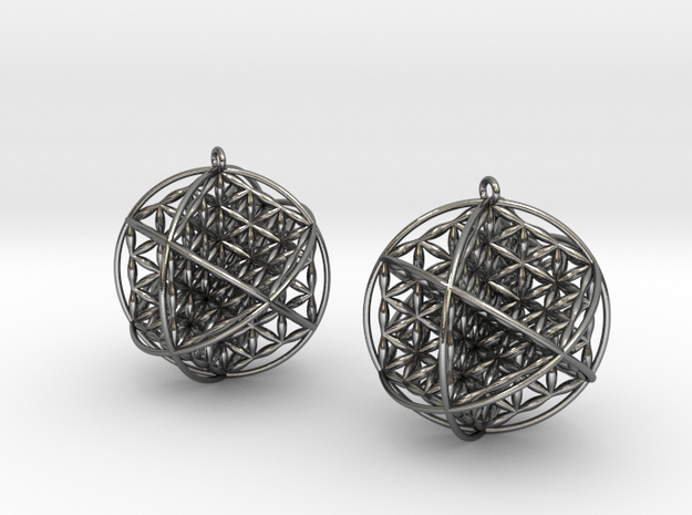 Ball Of Life Earrings 1.5" in Polished Silver