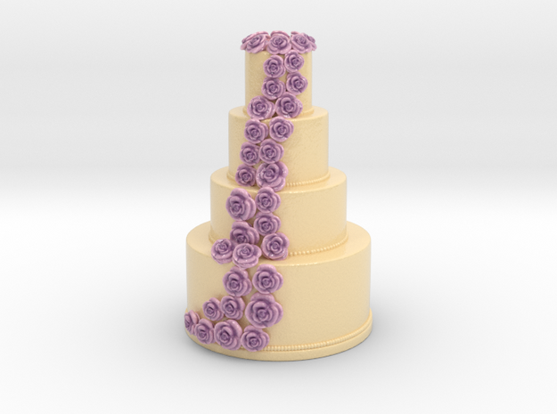 3D printed Wedding Cake in Glossy Full Color Sandstone: Small