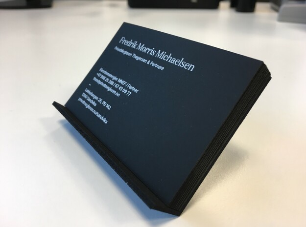 Business Card Stand V2 (card size 8,5x5,5 cm) in Black Natural Versatile Plastic