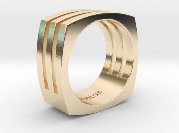 Ring square in 14k Gold Plated Brass