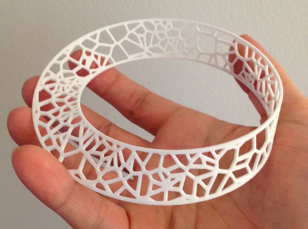 Voronoi Möbius Strip in White Processed Versatile Plastic