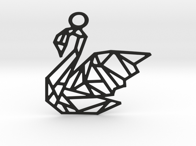 Swan Pendant in Black Natural Versatile Plastic