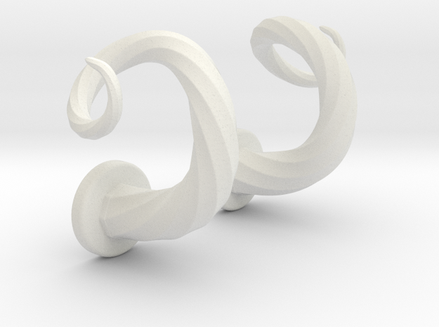 Spiral Cork-Screw Horn Set in White Natural Versatile Plastic