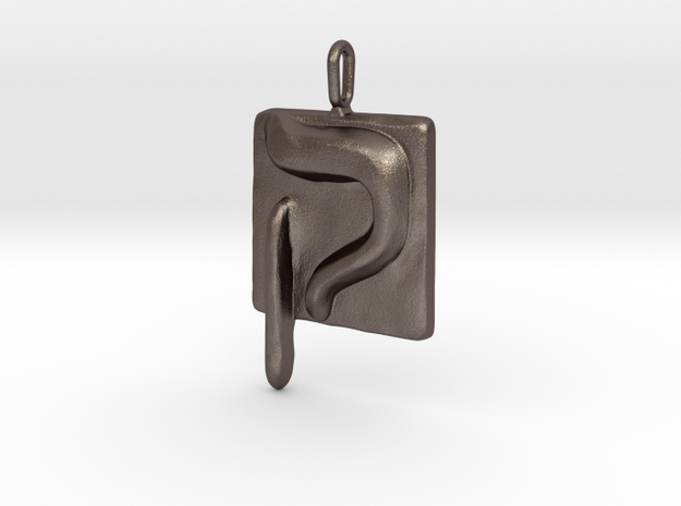 19 Qof Pendant in Polished Bronzed Silver Steel