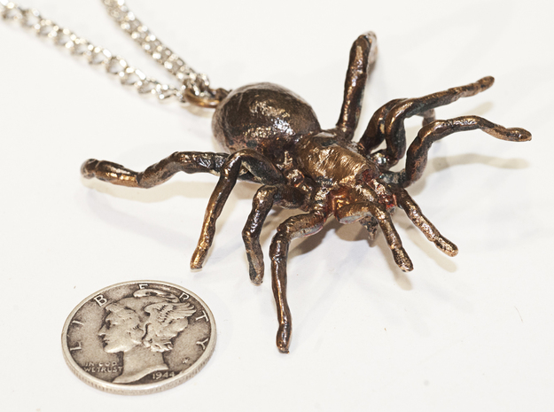 Tarantula Spider Pendant - 45 mm in Natural Brass