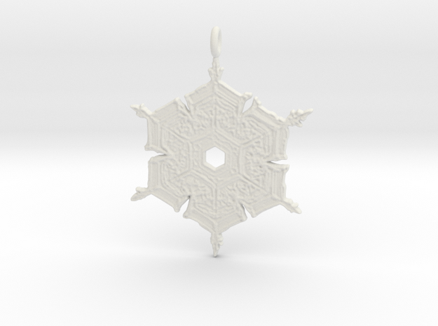 Snowflake Pendant/Earring in White Natural Versatile Plastic