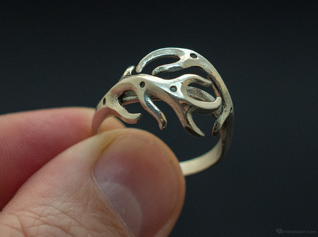 Antlers ring in Polished Silver