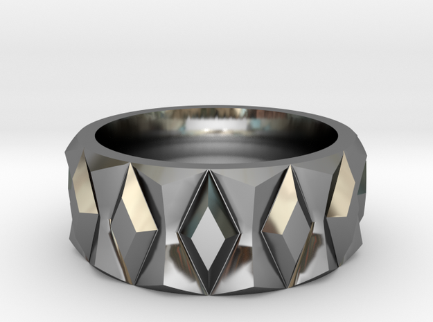 Diamond Ring V2 in Fine Detail Polished Silver