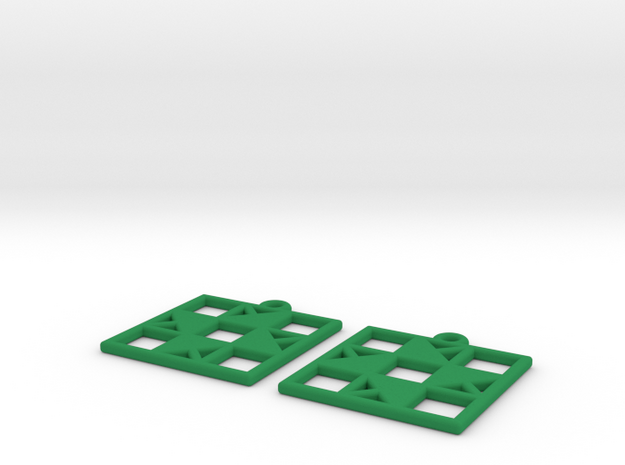 Double Friendship Star Earrings in Green Processed Versatile Plastic