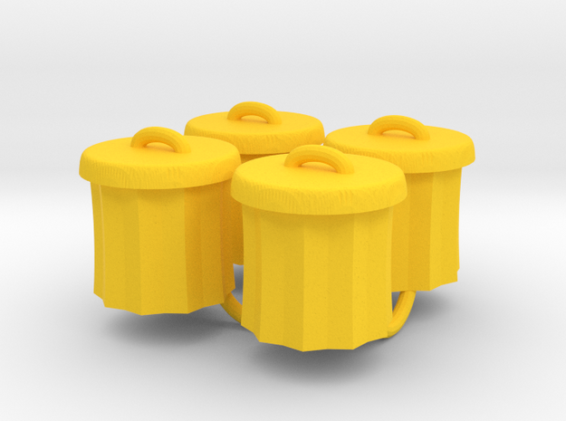  Power Grid Garbage Pails - Set of 4 in Yellow Processed Versatile Plastic