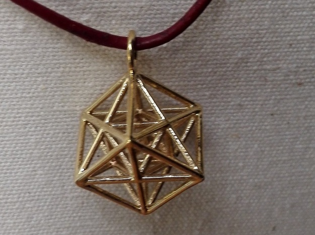 Metatron's Cube with ring in Polished Brass