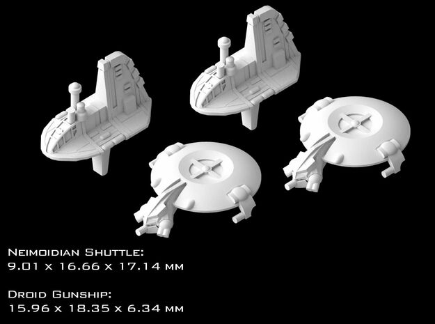 (Armada) 2x Neimoidian Shuttle + 2x Droid Gunship in Tan Fine Detail Plastic