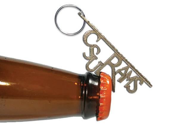 CSU Rams Bottle Opener Keychain in Polished Bronzed Silver Steel