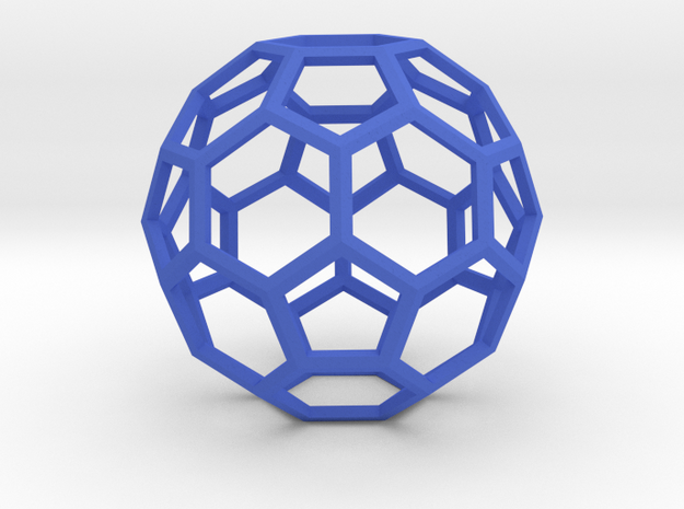 1 Inch Soccer Ball Wireframe in Blue Processed Versatile Plastic