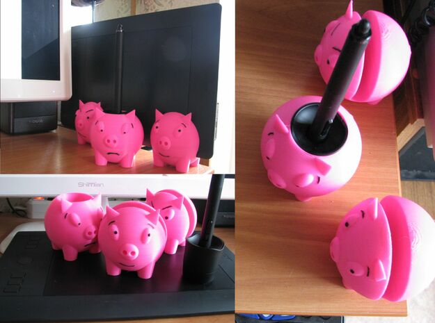 Wacom Intuos Pro stand "Three piggies" in Pink Processed Versatile Plastic