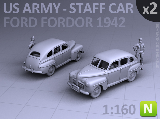American Staff Car 1942 (N scale) - 2 Pack in Tan Fine Detail Plastic