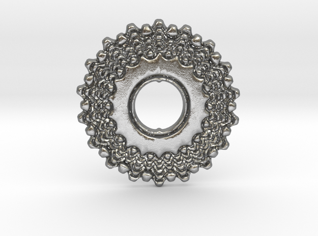 Bicycle Gear Pendant in Natural Silver