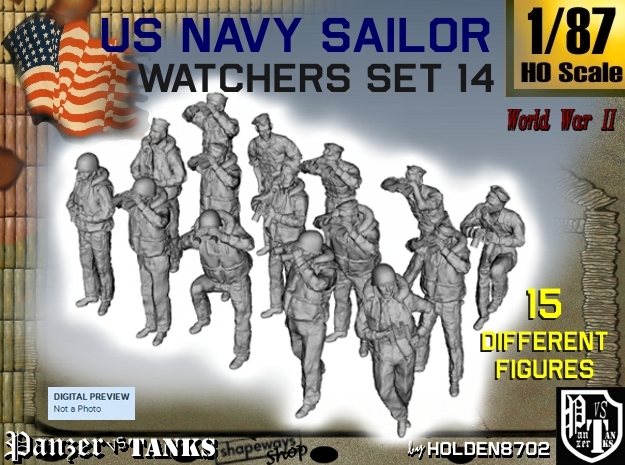 1-87 US Navy Watchers Set14 in Tan Fine Detail Plastic