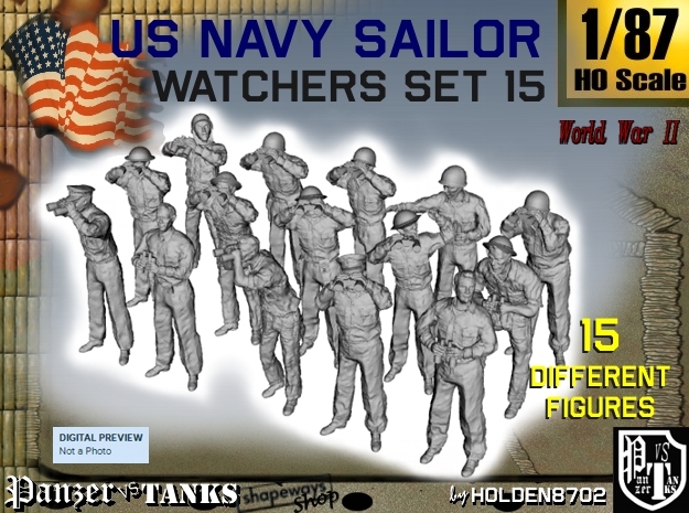 1-87 US Navy Watchers Set15 in Tan Fine Detail Plastic