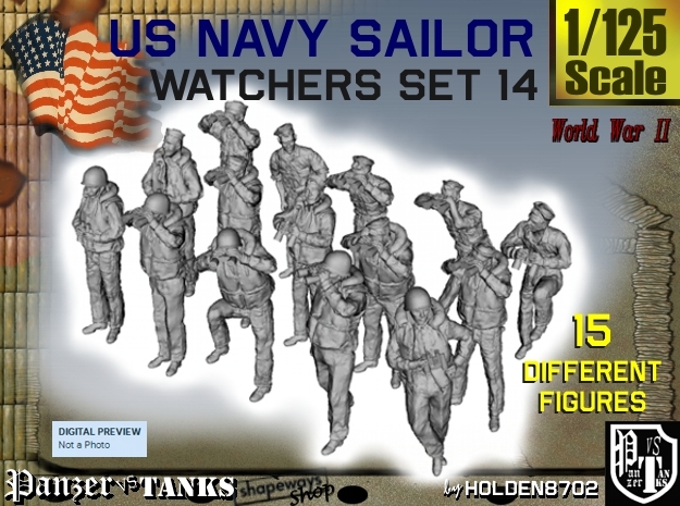 1-125 US Navy Watchers Set14 in Tan Fine Detail Plastic