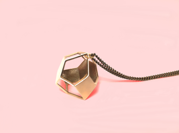 Polyhedron Pendant in Polished Brass