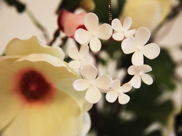 Jasmine flowers pendant in Black Natural Versatile Plastic