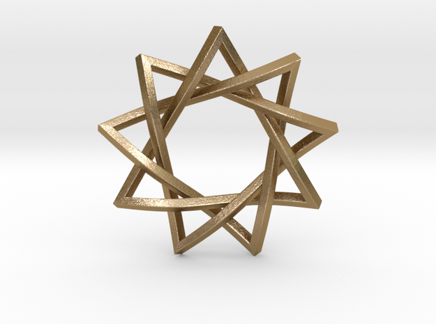 9 Pointed Penrose Star 1.2" in Polished Gold Steel