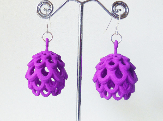 Artichoke - Pair of Plastic Earrings in Purple Processed Versatile Plastic