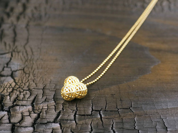 Small Pendant "Little Globes" in Polished Gold Steel