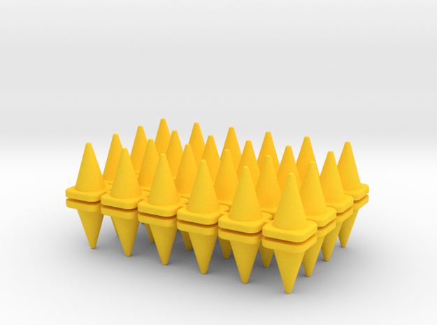 48 Traffic Cones, Large, 1/64 in Yellow Processed Versatile Plastic