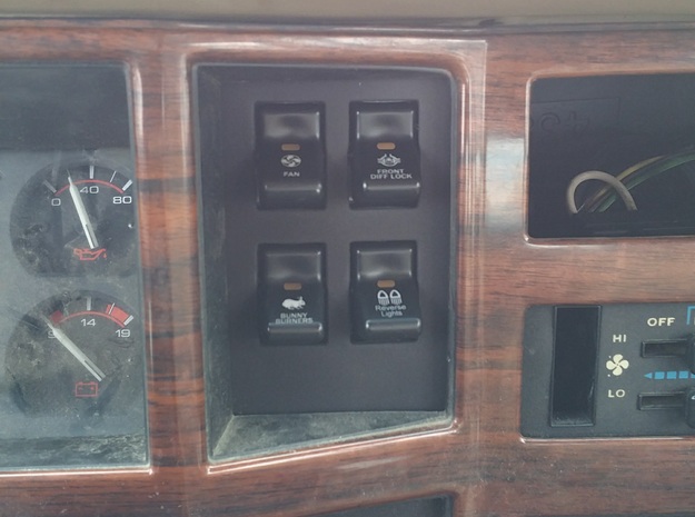 4 Switch Clock Panel for 84-96 XJ and MJ in Black Natural Versatile Plastic