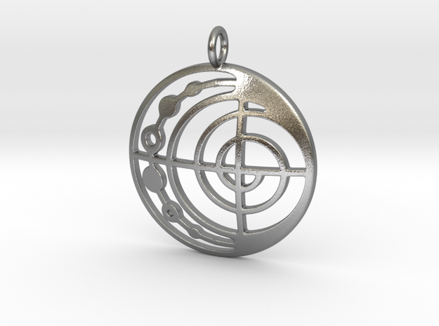 Abstract Pendant in Natural Silver