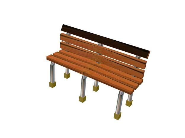 8 Wood Metal Frame Benches in Tan Fine Detail Plastic