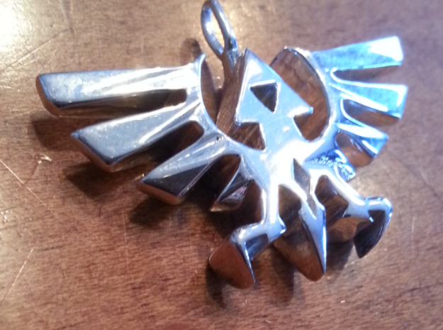 Hyrule Triforce Charm in Polished Gold Steel