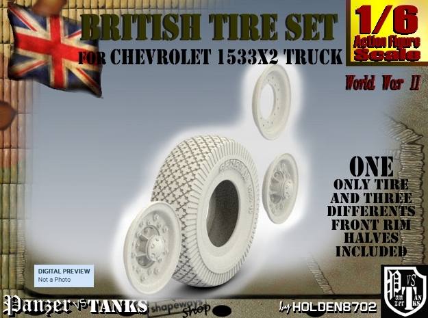 1-6 Chevy LRDG Tire And Rims in White Natural Versatile Plastic