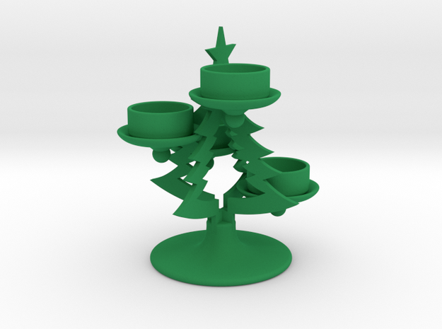 Christmas Tree Candle Holder in Green Processed Versatile Plastic